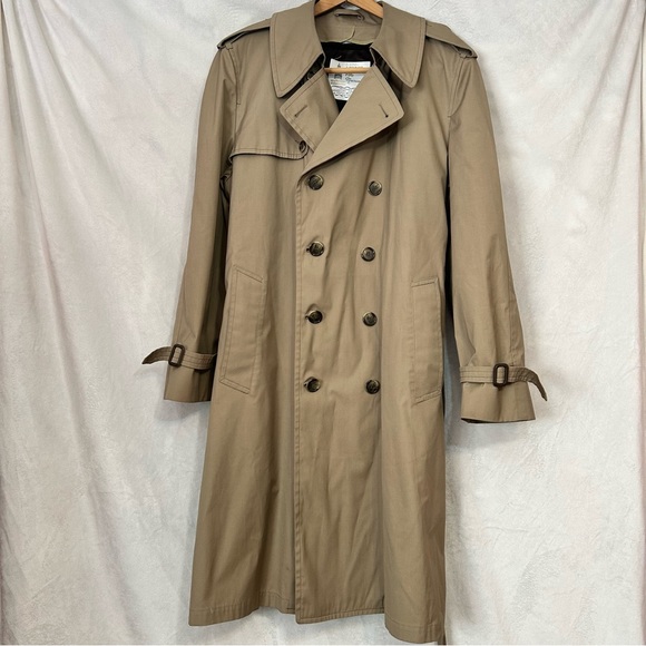 London Fog Men's Double breasted Trench Coat Khaki With Liner Size 42 Regular - Picture 1 of 14